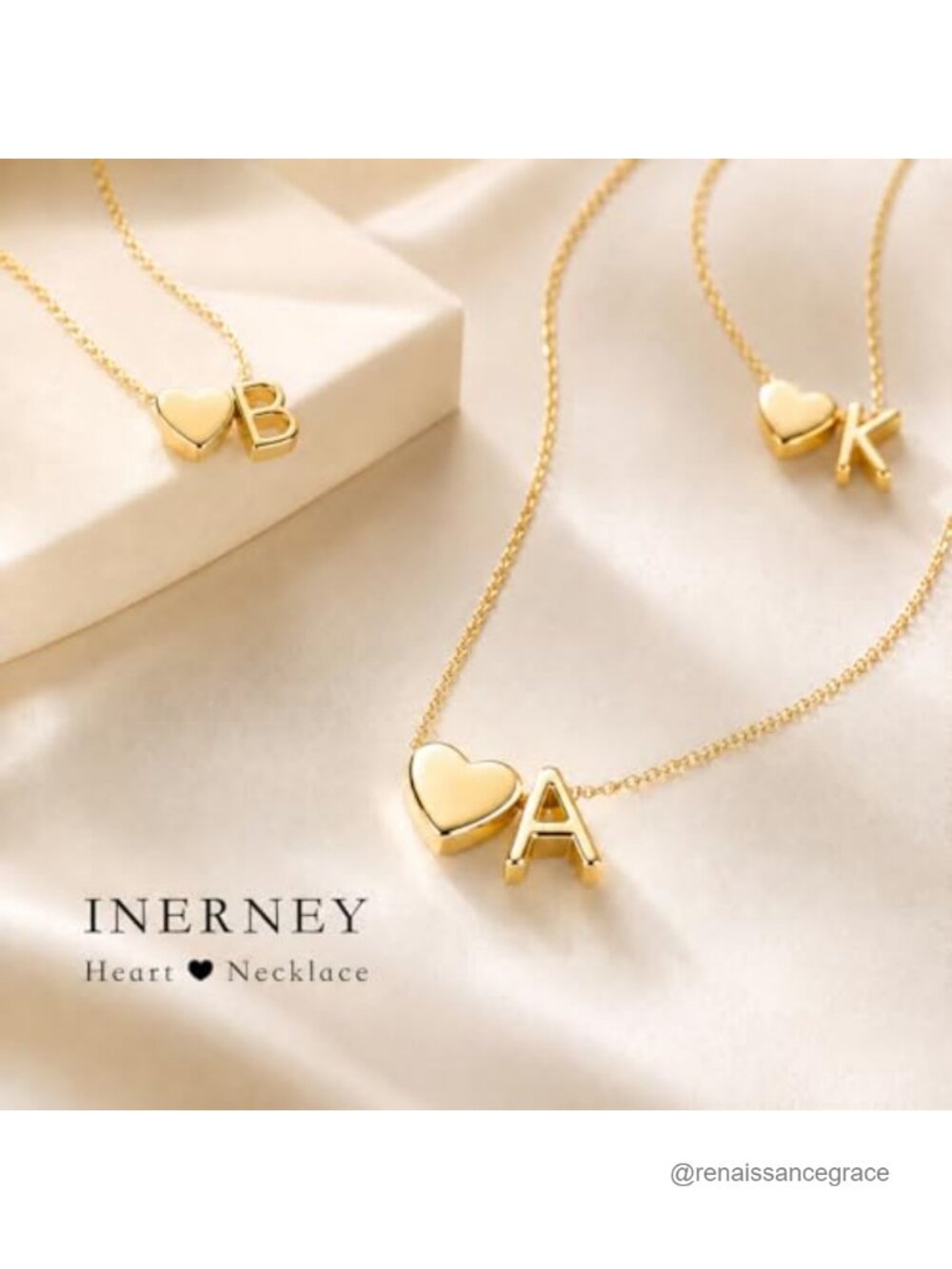 14K Gold Plated Heart Initial Pendant Necklace A-Z - Picture 6 of 6